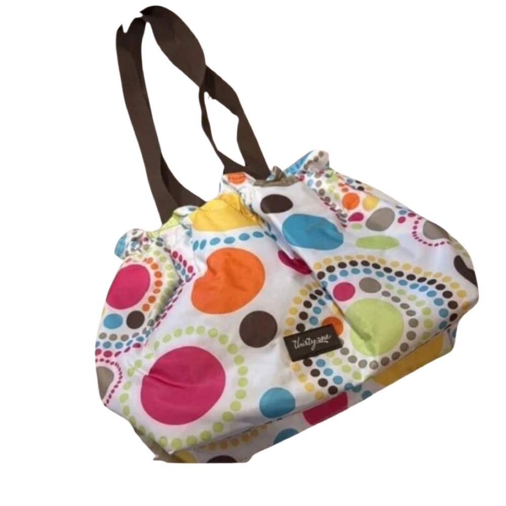 Thirty-One White Dot Lunch Insulated Bag with Playful Design designer tote